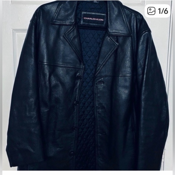 Charles Klein Vintage Genuine Black Leather Car Coat - Like New - Picture 6 of 6